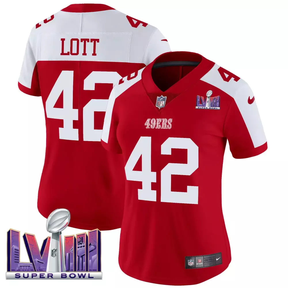 Ronnie Lott San Francisco 49ers Alternate Women's Vapor Limited Jersey | Super Bowl LVIII Patch | For Women