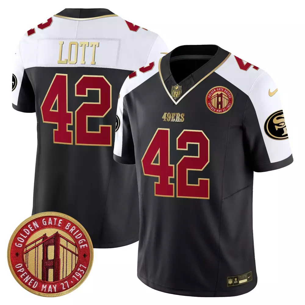 Ronnie Lott San Francisco 49ers Black Alternate Youths Vapor Limited Jersey | Golden Gate Bridge Patch | For Youth