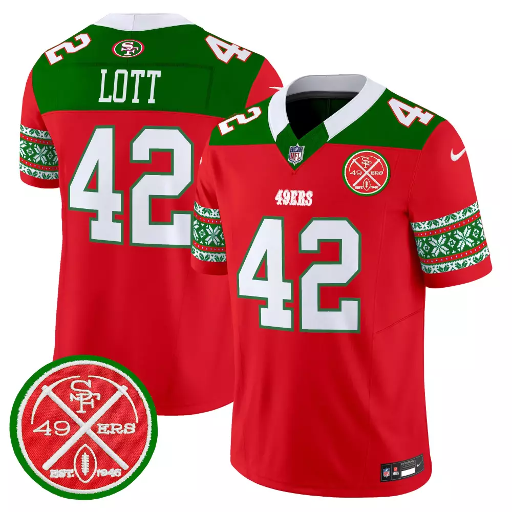 Ronnie Lott Red 49ers 2024 Christmas Vapor Limited Jersey | Stitched Style | Fan Gear for Men, Women & Youth