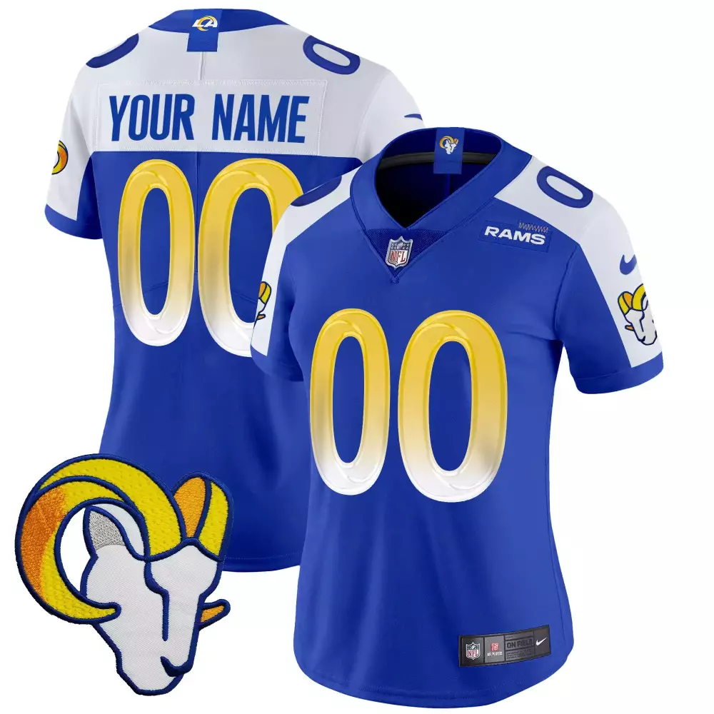 Royal Alternate Women's Custom Jersey V2 | Los Angeles Rams Vapor Limited Edition | Stitched Fan Gear | For Men, Women & Youth