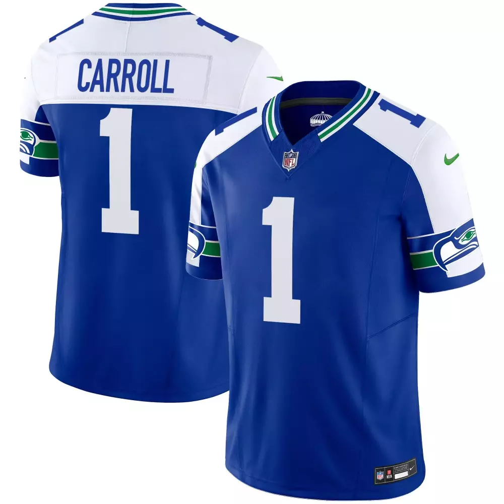 Royal Alternate Youth Pete Carroll Seattle Seahawks Throwback Vapor Limited Jersey | All Stitched Fan Gear | For Men, Women & Youth