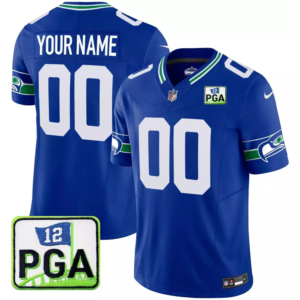 Seattle Seahawks PGA Patch Vapor Limited Custom Jersey | Royal Stitched Fan Gear | For Men, Women & Youth