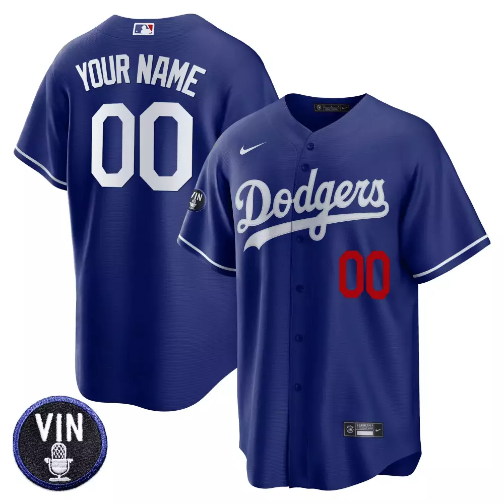 Vin Scully Patch Custom Jersey | Royal Dodgers Women's Stylish Fan Gear | For Men, Women & Youth