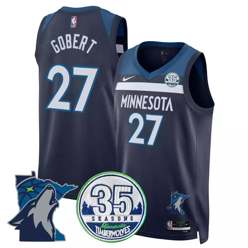 Rudy Gobert Icon Men's Minnesota Timberwolves 35th Season Swingman Jersey | All Stitched with Minnesota Patch | Fan Gear for Men, Women & Youth
