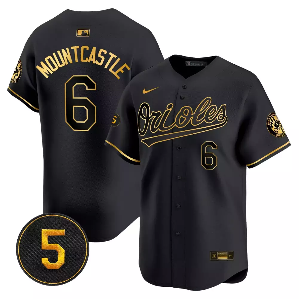 Ryan Mountcastle Black Gold Men's Jersey | Vapor Premier Limited Edition | Stitched Fan Gear for Men, Women & Youth
