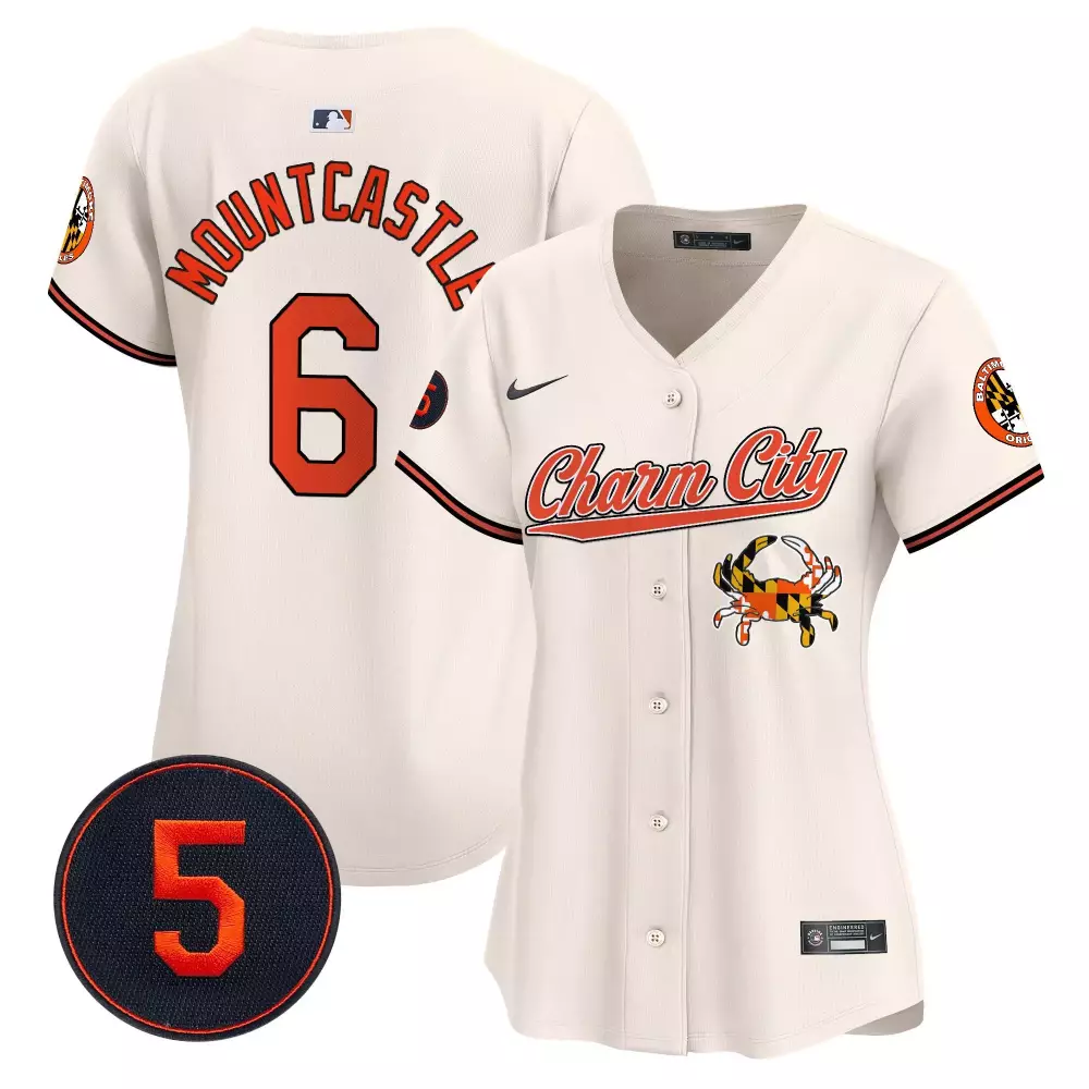 Ryan Mountcastle Cream Women's Baltimore Orioles Robinson Patch Jersey V8 | Stitched Limited Edition Fan Gear | For Men, Women & Youth