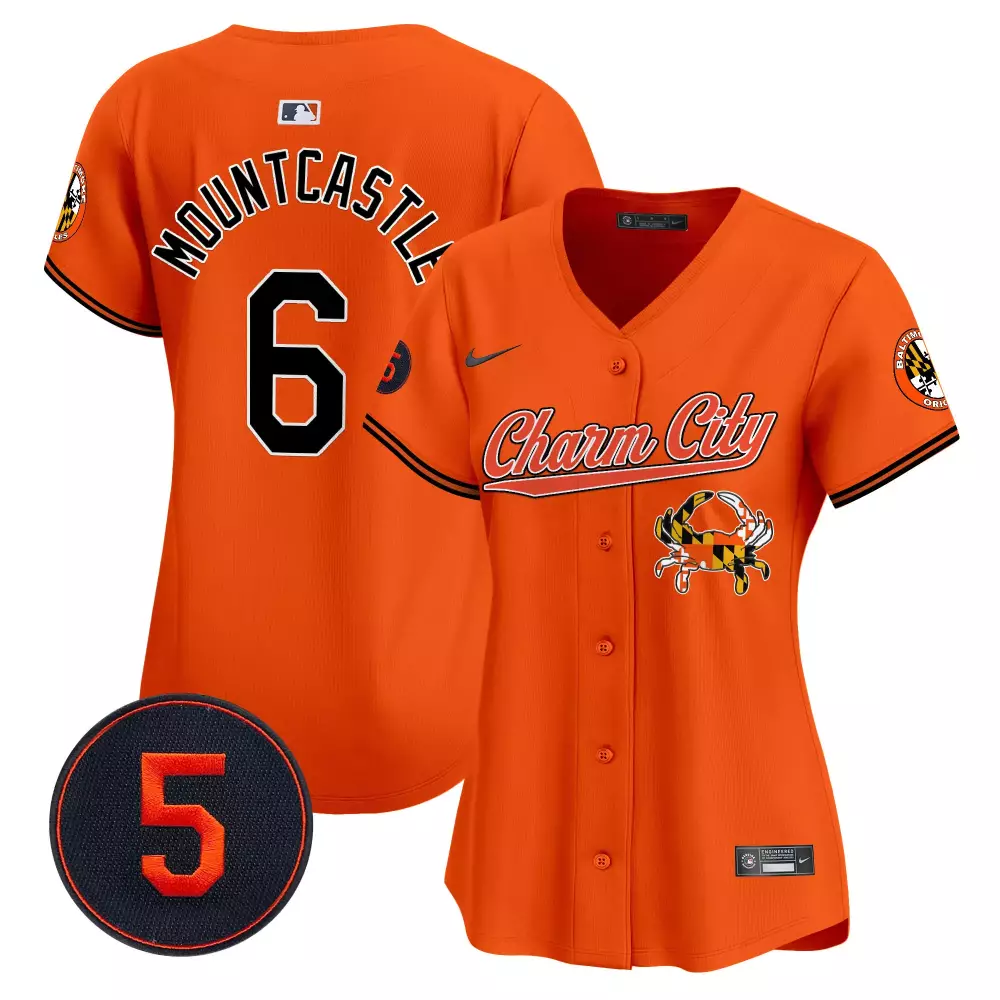 Ryan Mountcastle Baltimore Orioles Orange Vapor Premier Jersey V8 | Robinson Patch Limited Edition | Stitched Fan Gear | For Women & Youth