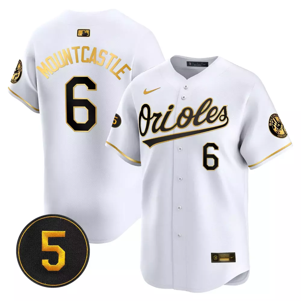 Ryan Mountcastle Robinson Patch V2 Limited Edition Jersey | White Gold Stitched Fan Gear | For Men, Women & Youth