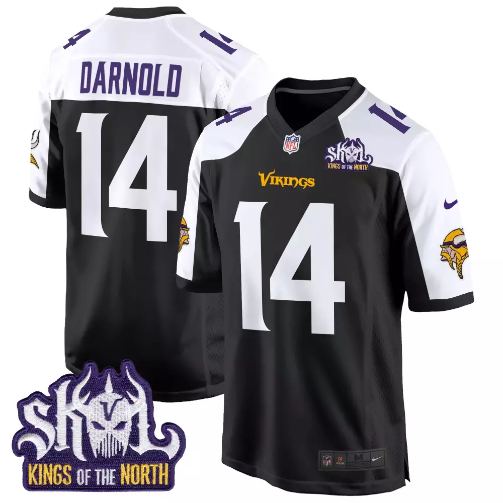 Sam Darnold Black Alternate Minnesota Vikings King of the North Jersey | Game Edition | All Stitched Fan Gear | For Men, Women & Youth