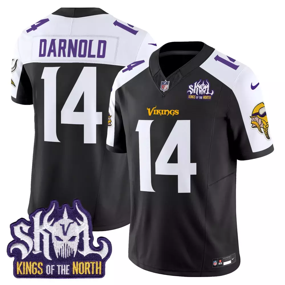 Sam Darnold Black Alternate Minnesota Vikings Kings of the North Patch Vapor Limited Jersey V3 | All Stitched | For Men, Women & Youth