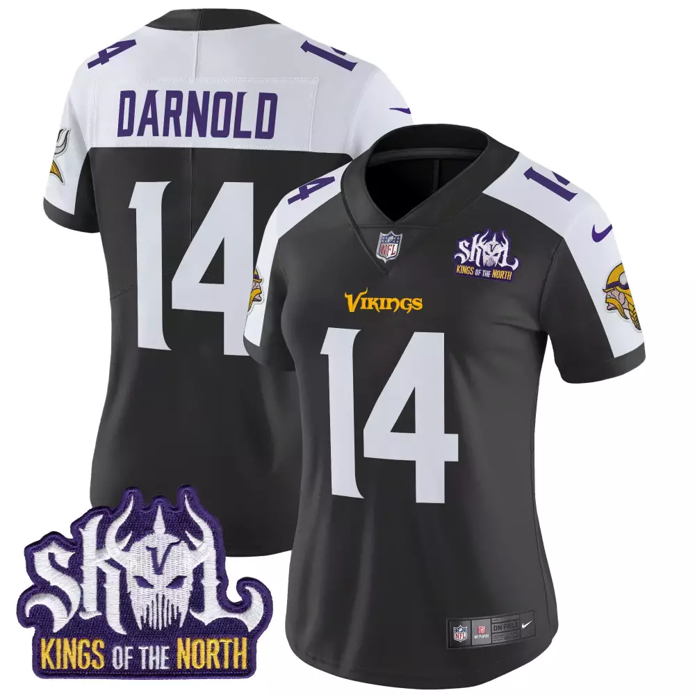 Sam Darnold Black Alternate Minnesota Vikings Women's Kings of the North Patch Vapor Premier Limited Jersey | All Stitched | For Men, Women & Youth