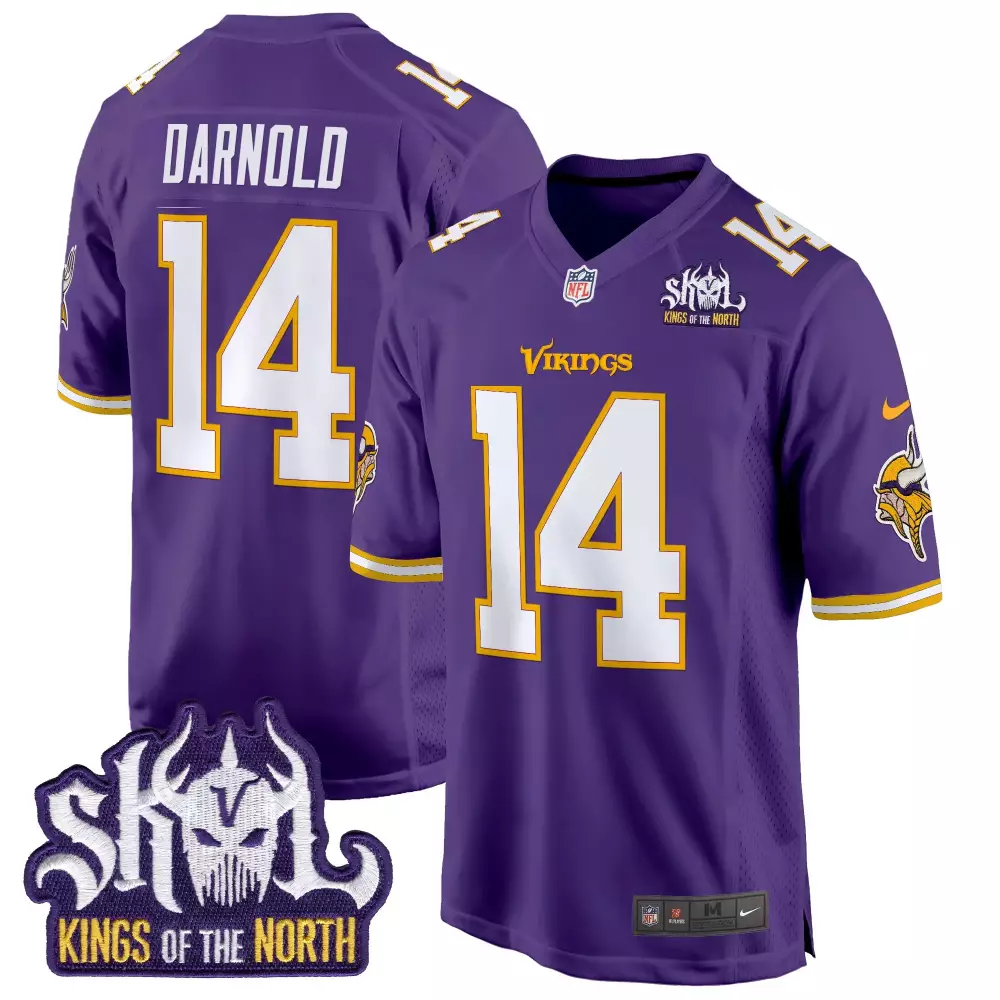 Sam Darnold Minnesota Vikings Purple King of the North Patch Throwback Game Jersey | All Stitched Style | For Men, Women & Youth