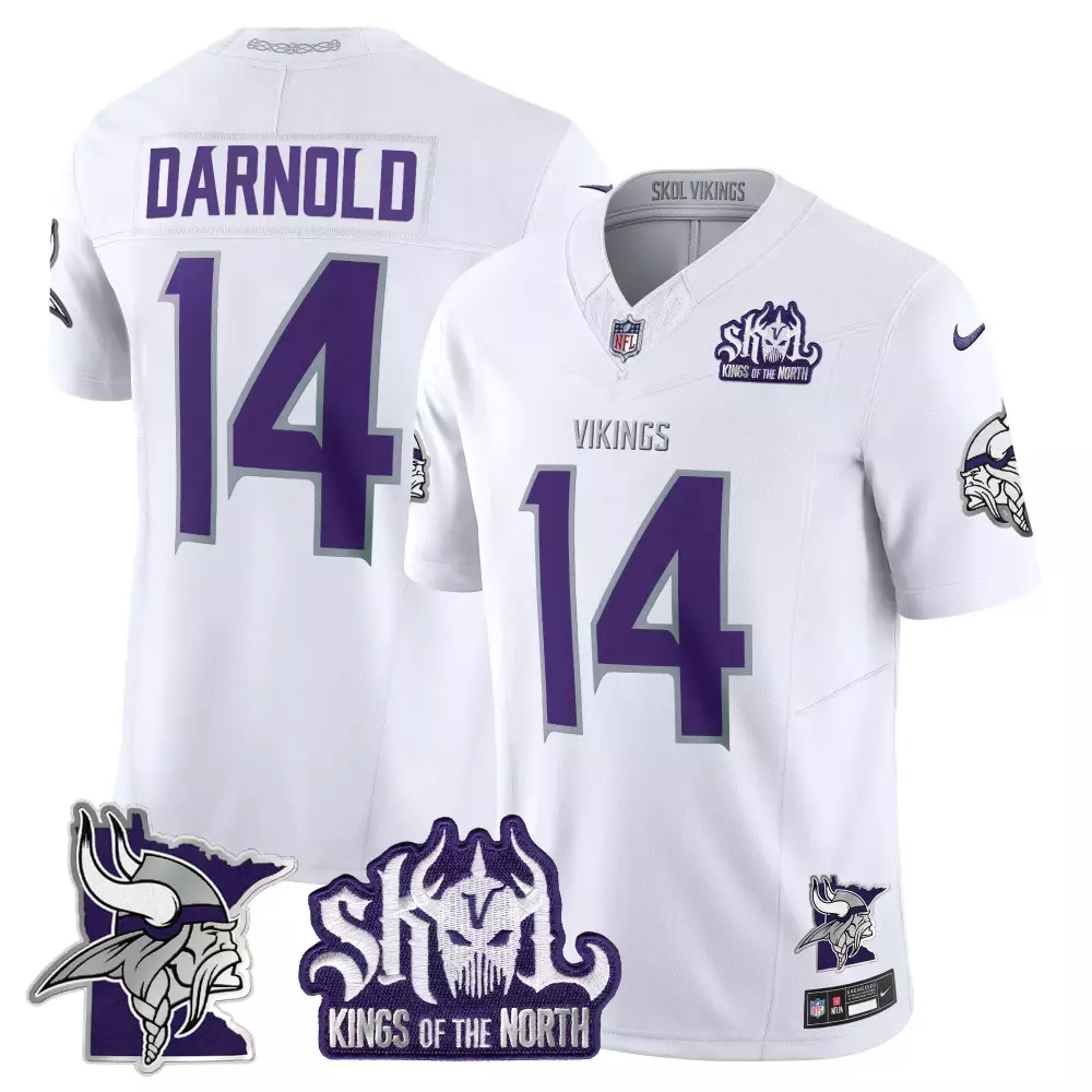Sam Darnold Winter Warrior Men's Minnesota Vikings Kings of the North Patch Vapor Limited Jersey V3 | Stitched | For Men, Women & Youth
