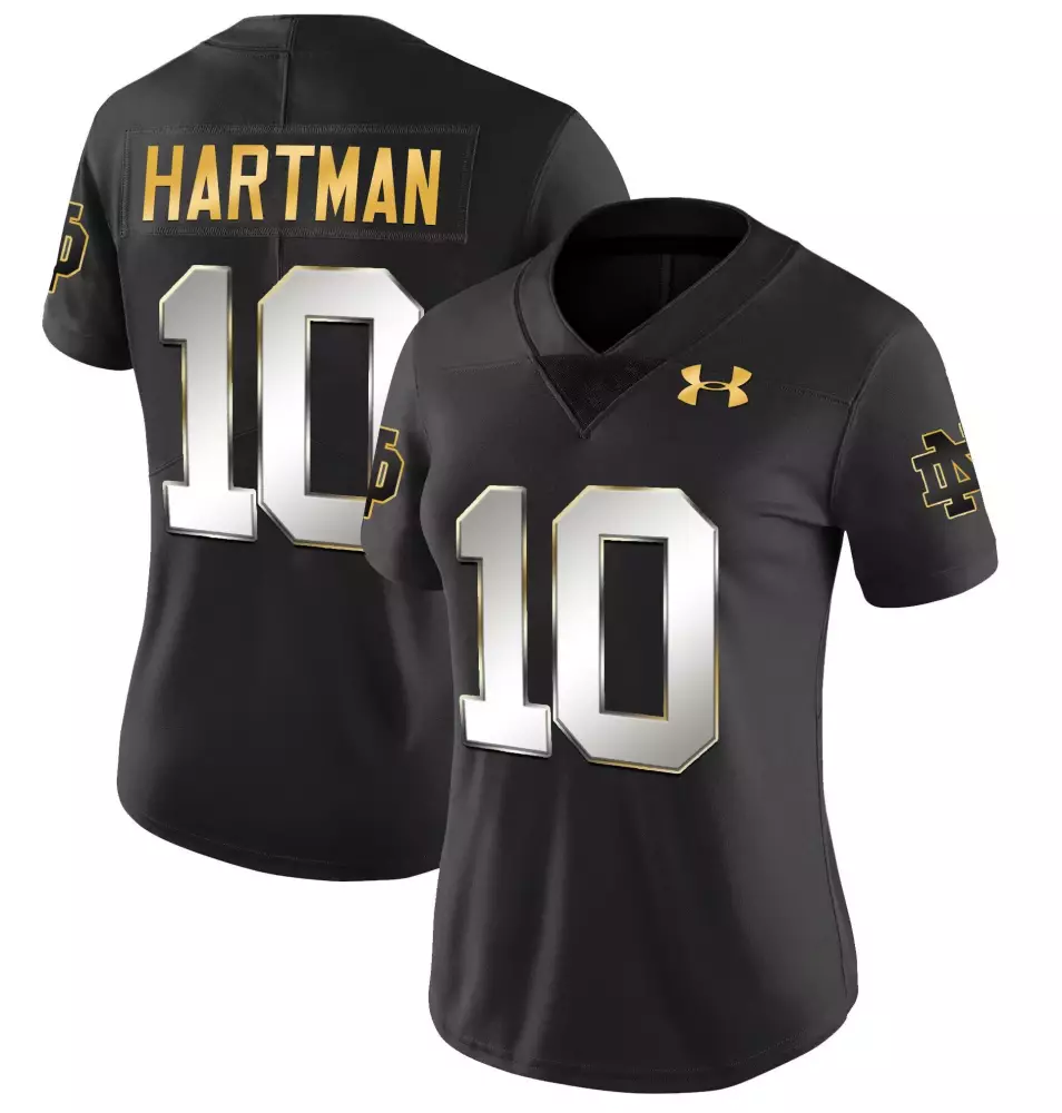 Sam Hartman Black Limited Women's Notre Dame Fighting Irish Gold Vapor Limited Jersey | All Stitched | Gift Idea for Women
