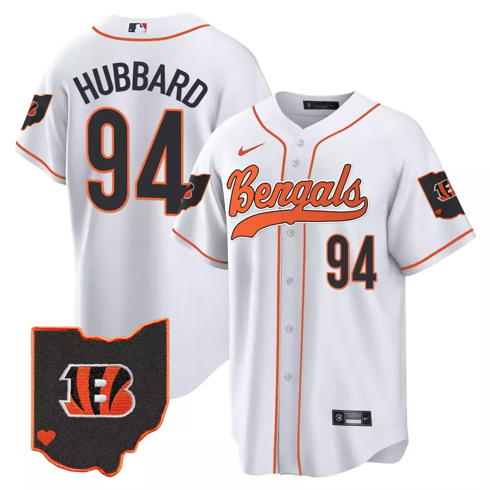 Sam Hubbard Cincinnati Bengals White Men's Ohio Patch Baseball Jersey | All Stitched | Unique Fan Gear for Game Day | For Men, Women & Youth
