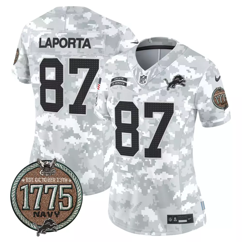 Sam Laporta 2024 Navy Women's Salute to Service Jersey | Establishment Year Patch | Limited Edition Fan Gear for Women & Youth
