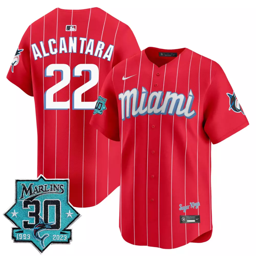 Sandy Alcantara City Connect Men's Miami Marlins 30 Seasons Anniversary Vapor Jersey | Limited Edition | For Men, Women & Youth