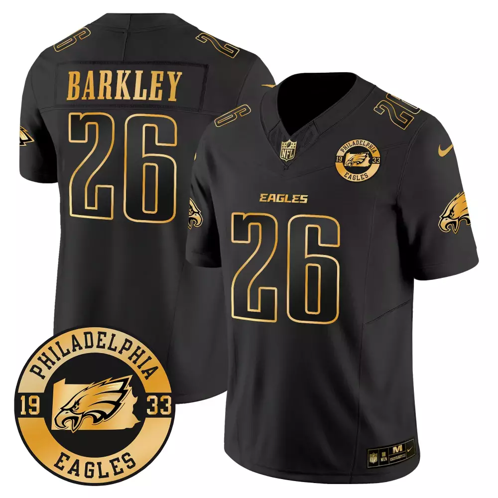 Saquon Barkley Philadelphia Eagles 2024 Gold Vapor Limited Jersey | Stitched Fan Gear | Est 1933 Patch | For Men, Women & Youth
