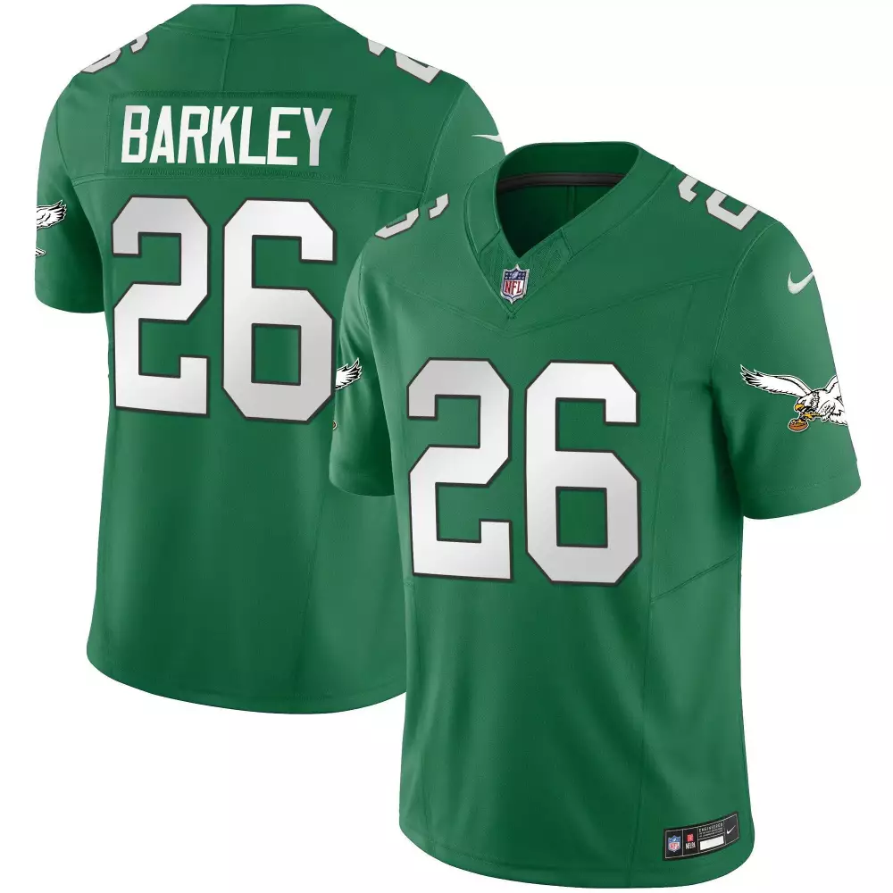 Saquon Barkley Philadelphia Eagles Throwback Kelly Green Vapor Limited Jersey | All Stitched | For Men, Women & Youth