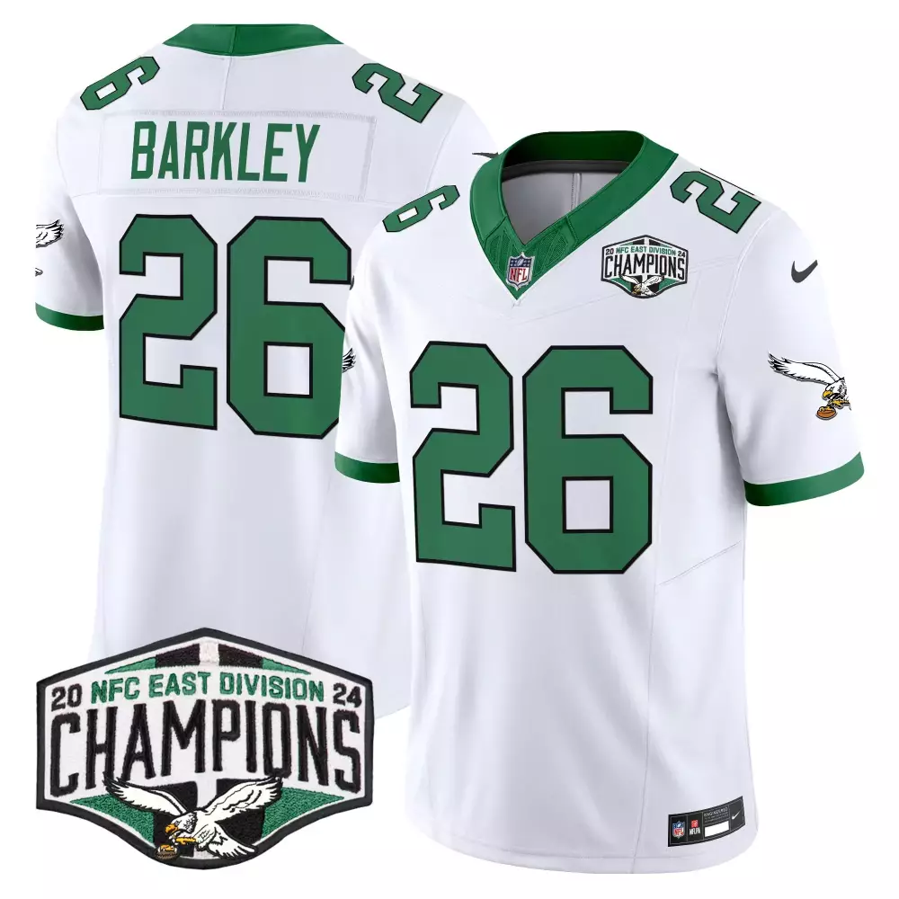Saquon Barkley Kelly White Super Bowl LIX Patch Vapor Limited Jersey | Philadelphia Eagles Fan Gear | All Stitched for Men, Women & Youth