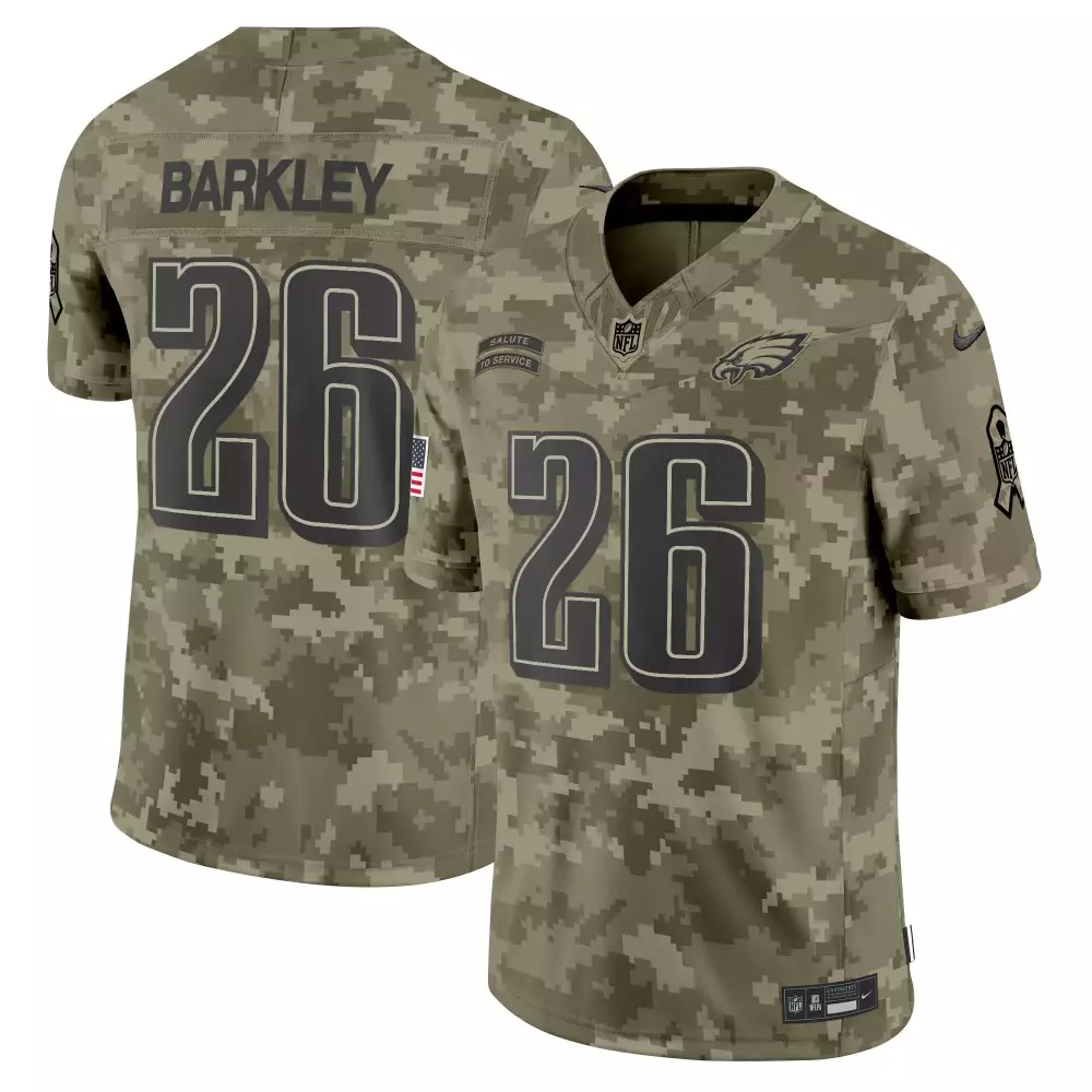 Saquon Barkley Philadelphia Eagles 2024 Salute to Service Vapor Limited Jersey | Olive Camo | Stitched Fan Gear | For Men, Women & Youth