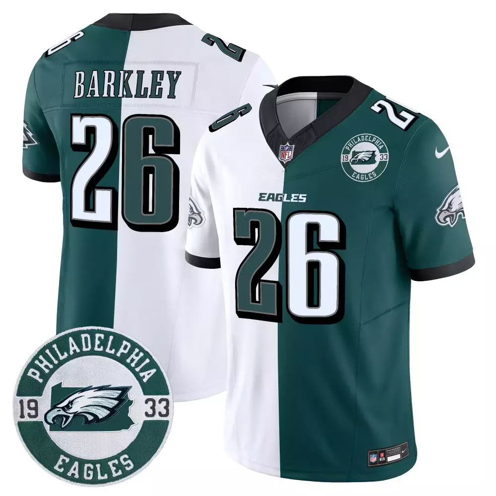 Saquon Barkley Philadelphia Eagles Split Men's 2024 Vapor Limited Jersey | Est 1933 Patch | All Stitched | Nike Fan Gear for Men