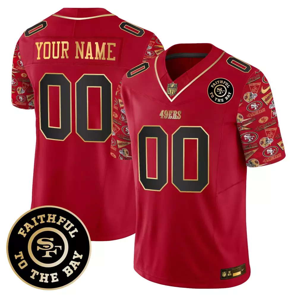 Scarlet Limited Youth San Francisco 49ers Pattern Style Vapor Limited Custom Jersey | All Stitched for Kids | Fan Gear | For Men, Women & Youth