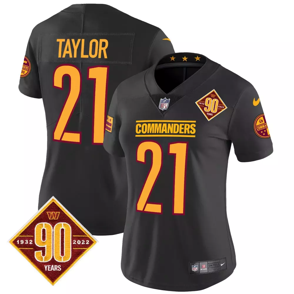Sean Taylor Washington Commanders 90th Anniversary Black Vapor Jersey | Women's Stitched Edition | Game Day Outfit for Fans | For Men, Women & Youth