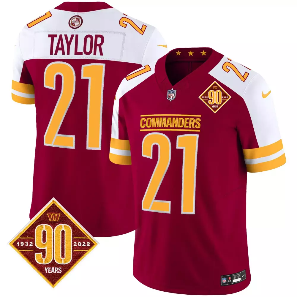 Sean Taylor Washington Commanders 90th Anniversary Burgundy Vapor Jersey V2 | Stitched Limited Edition Fan Gear | For Men, Women & Youth