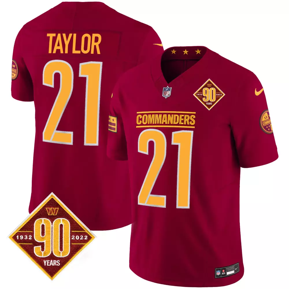 Sean Taylor Washington Commanders 90th Anniversary Men's Burgundy Vapor Jersey V3 | Stitched Game Day Outfit | For Men & Youth