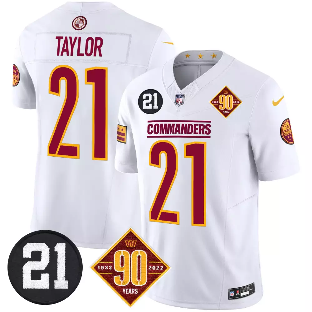 Sean Taylor Washington Commanders 90th Anniversary Sean Taylor Patch Vapor Limited Jersey | Stitched White | Fan Gear | For Men, Women & Youth