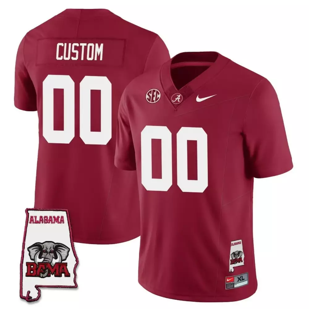 SEC Map Crimson Alabama Crimson Tide 2023 Custom Jersey | All Stitched | Game Day Outfit | For Men, Women & Youth