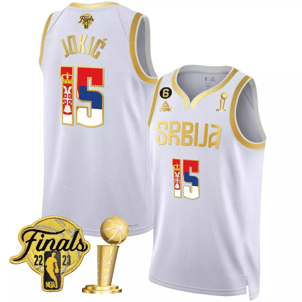Nikola Jokic Denver Nuggets 2025 White Gold Jersey | Stitched Finals Champions Style | Fan Gear for Men, Women & Youth