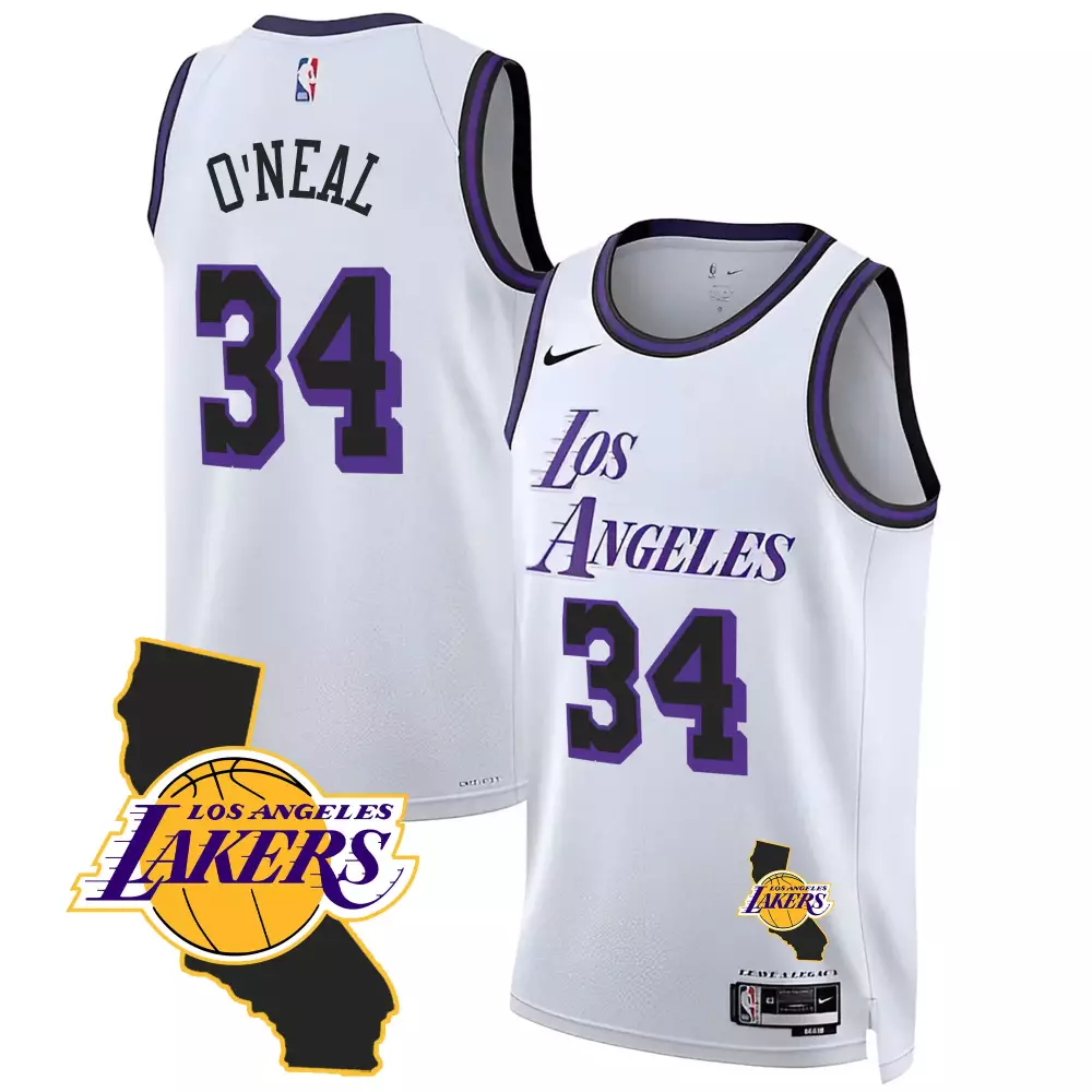 Shaquille O'Neal City Jersey | Los Angeles Lakers Stitched California Patch | Fan Gear for Men, Women & Youth