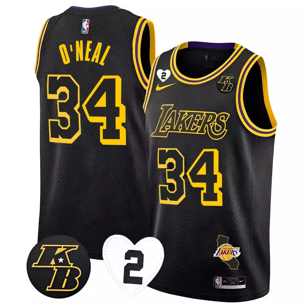 Shaquille O'Neal Los Angeles Lakers Kobe Gigi Jersey | All Stitched California Patch | Limited Edition Fan Gear | For Men, Women & Youth
