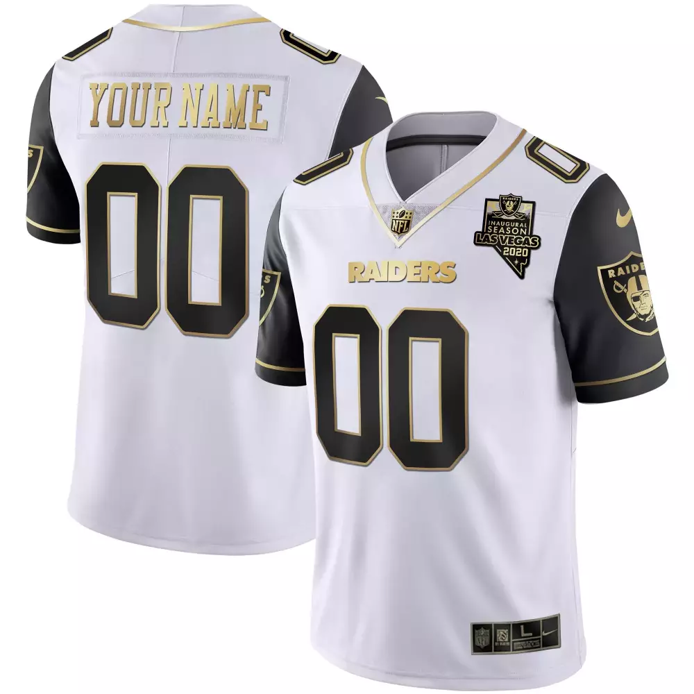 Split Gold Men Las Vegas Raiders Inaugural Season Patch Gold Split Custom Jersey | All Stitched | For Men, Women & Youth