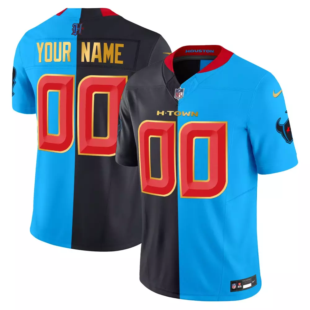 Split Men Houston Texans 2024 Gold Trim Vapor Limited Custom Jersey | All Stitched | For Men