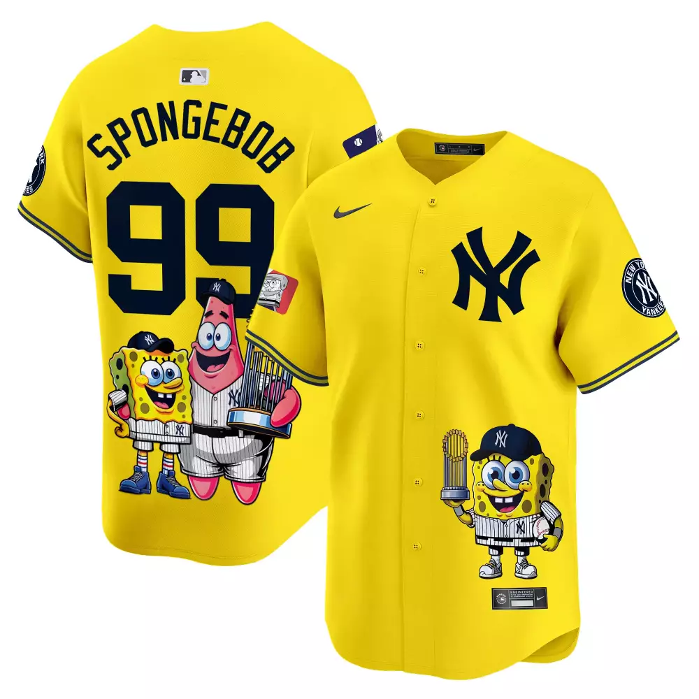 Spongebob Yankees Gold Vapor Premier Jersey | Limited Edition Fan Gear for Men, Women & Youth