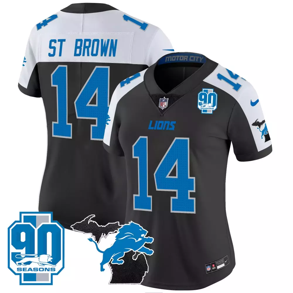 St. Brown Detroit Lions 2024 Michigan 90th Year Patch Vapor Jersey | Stitched Fan Gear for Women | For Men, Women & Youth
