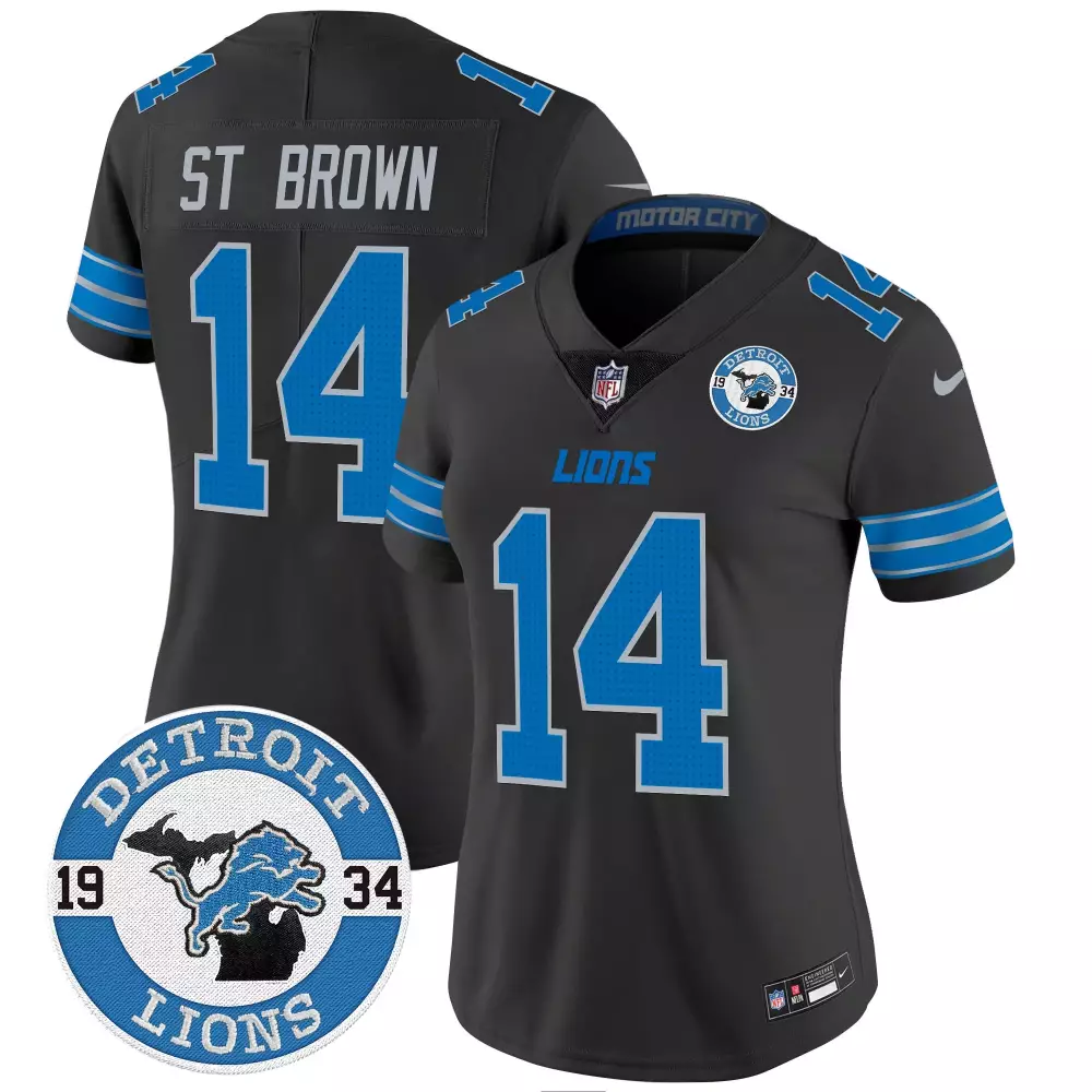 St. Brown Detroit Lions 2024 Women's Vapor Jersey | Est 1934 Patch | All Stitched Limited Edition Fan Gear | For Men, Women & Youth