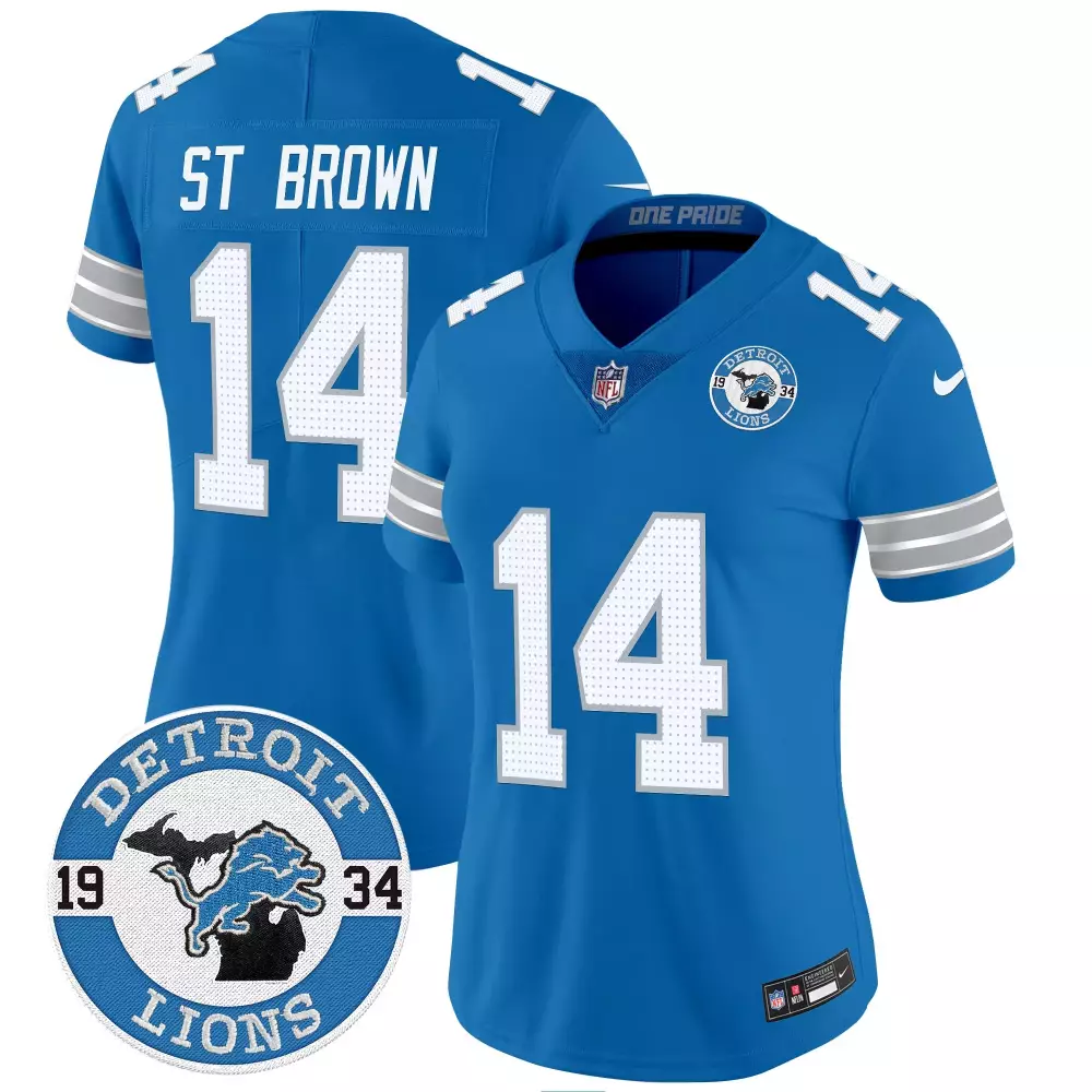St. Brown Detroit Lions 2024 Vapor Limited Jersey Est. 1934 | Blue Stitched Fan Gear for Men, Women & Youth