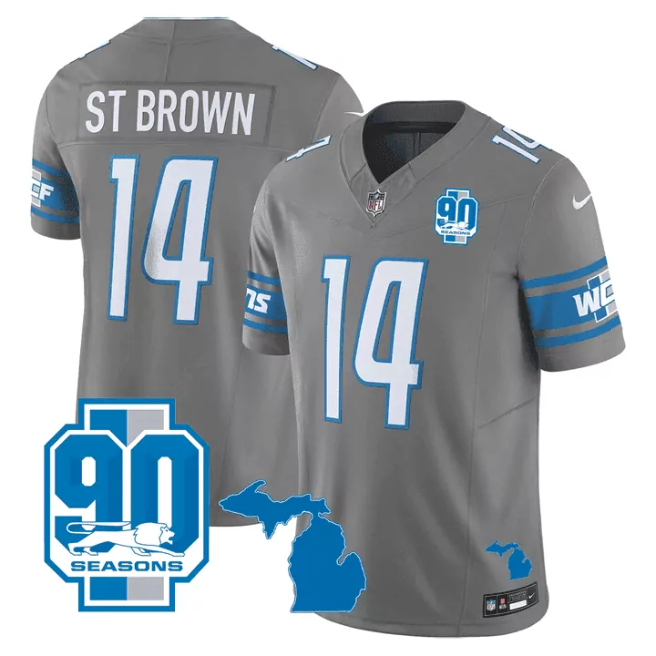 St. Brown Detroit Lions Michigan State 90th Year Jersey | Stitched Fan Gear for Men, Women & Youth | Celebrate Your Team