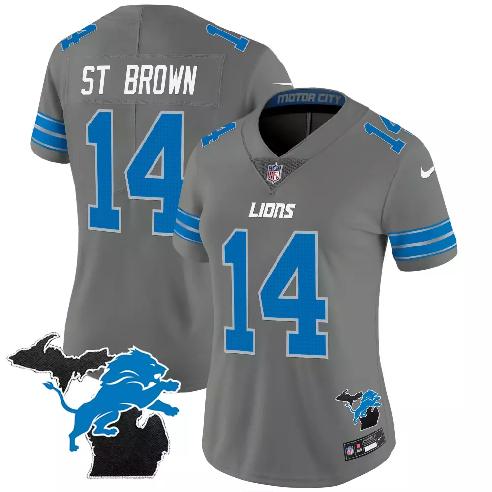 St. Brown Detroit Lions 2024 Michigan Patch Vapor Jersey | Stitched Fan Gear for Women | Stylish Game Day Look