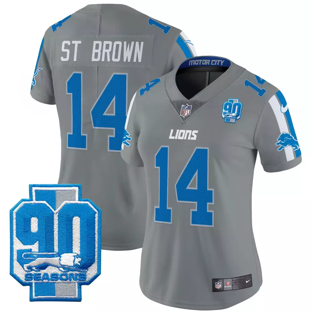 St. Brown Detroit Lions 90th Year Patch Vapor Limited Jersey | Stitched Fan Gear for Women | Perfect for Game Day