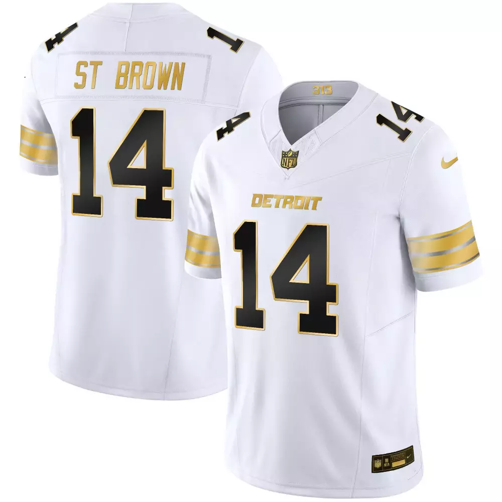 St. Brown Detroit Lions 2024 Gold Vapor Limited Jersey | All Stitched | Fan Gear | For Men, Women & Youth