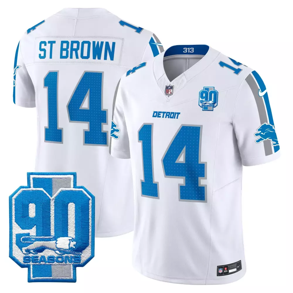 St. Brown Detroit Lions 90th Year Patch Vapor Limited Jersey | All Stitched Fan Gear | For Men, Women & Youth