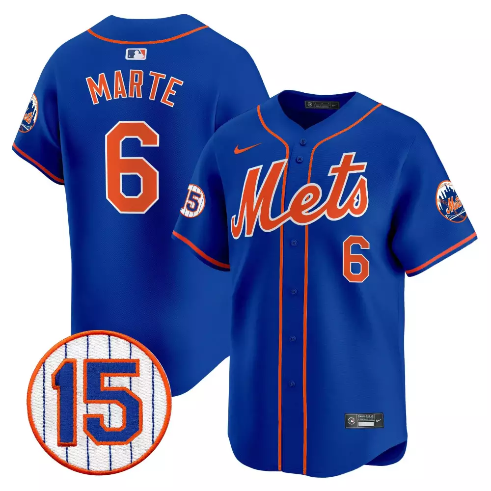 Starling Marte New York Mets 2024 Men's Royal Jersey | Jerry Grote Patch | Limited Edition Stitched Fan Gear | For Men, Women & Youth
