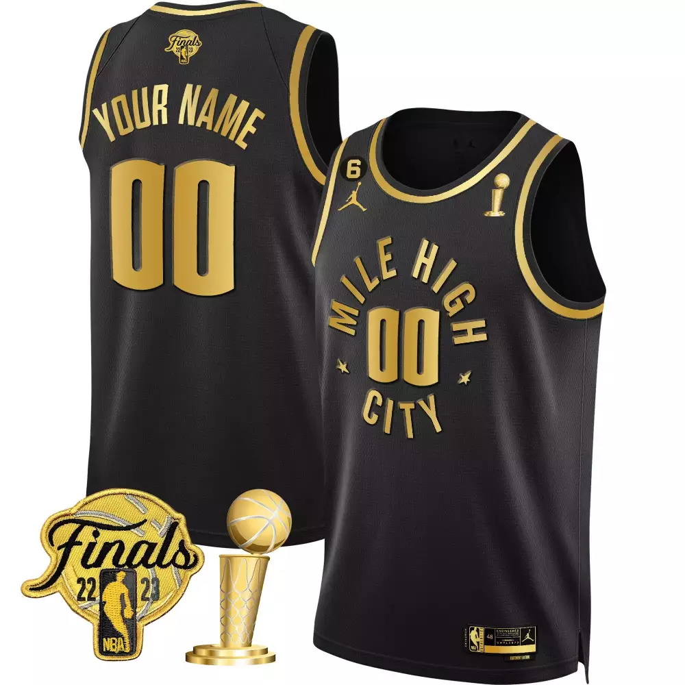 Statement Black Denver Nuggets 2023 Finals Champions Jersey | Black White Gold | All Stitched Fan Gear for Men, Women & Youth