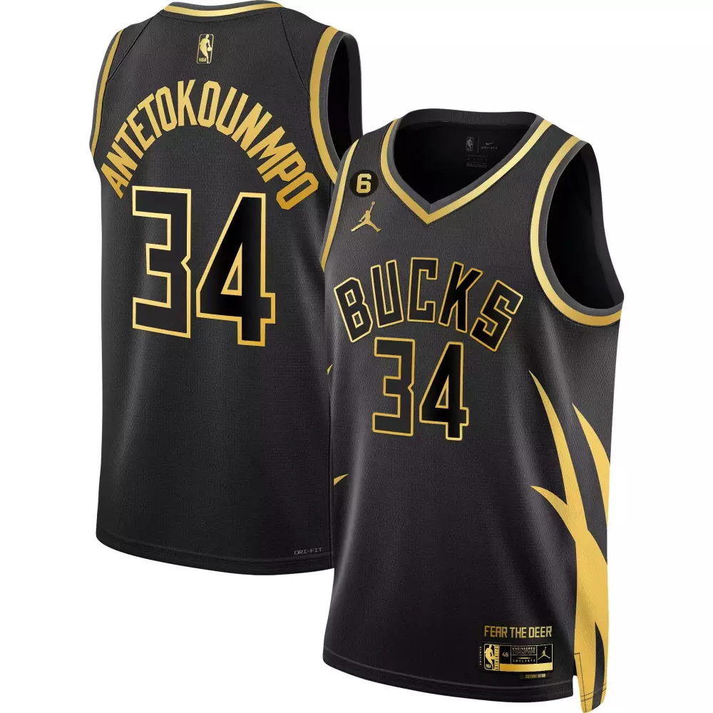 Milwaukee Bucks Youth Statement 6 Patch Collection Jersey | All Stitched | Fan Gear for Kids | For Youth