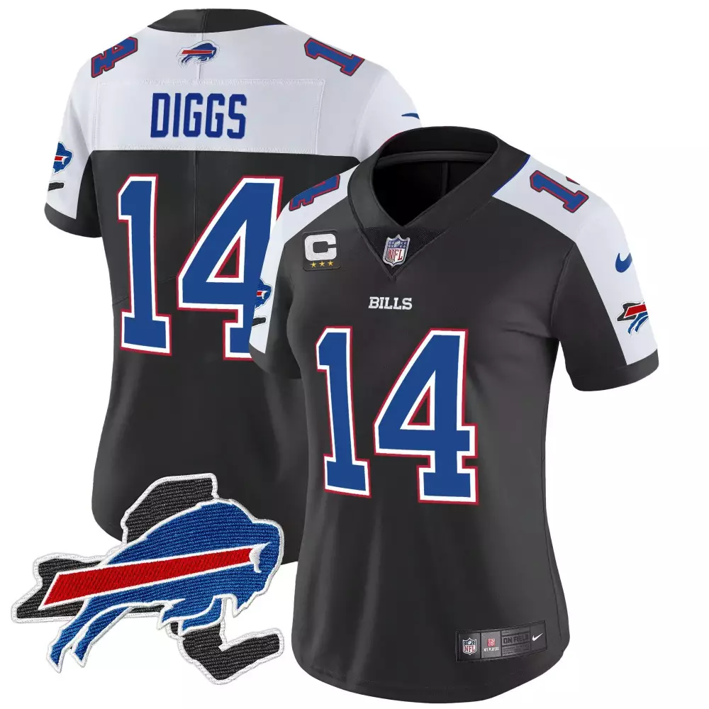 Stefon Diggs Buffalo Bills Black Alternate Women's New York Patch Vapor Limited Jersey | All Stitched for Women & Youth